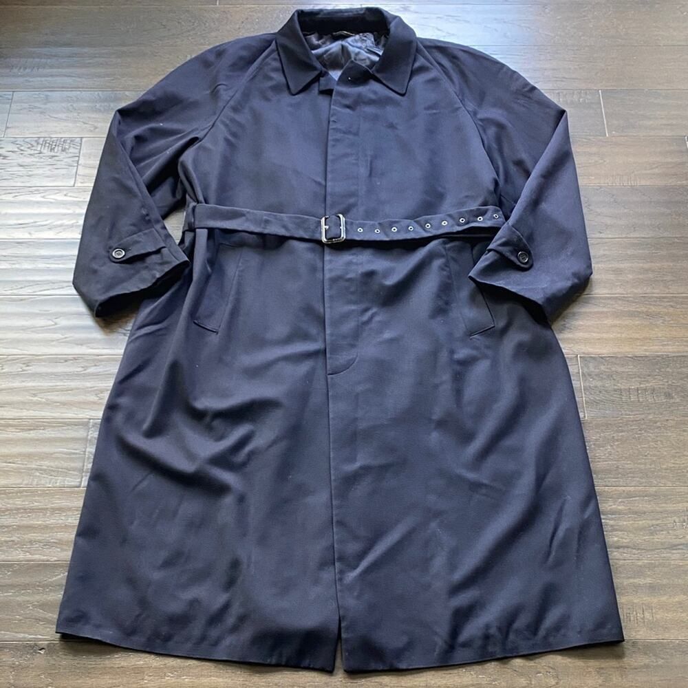 CARDINAL OF CANADA Belted Trench Coat Men's Sz 43XL Navy Wool Vintage Coat